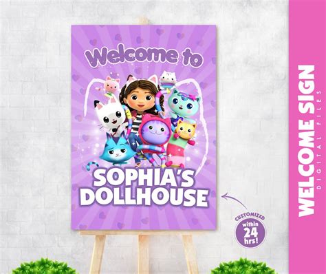 Diseño de letrero de bienvenida de Gabby Dollhouse banner