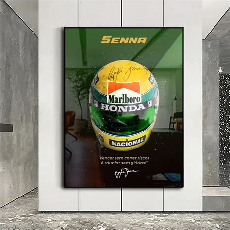 Quadro Decorativo 120x80cm Capacete Ayrton Senna Fórmula 1 Frase