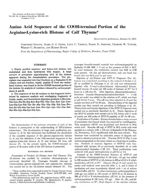 PDF Amino Acid Sequence Of The COOH Terminal Portion Of The Arginine