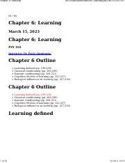 PSY102 ch6 notes pdf Chapter 6 Learning 1 of 20 ﬁle home paolo