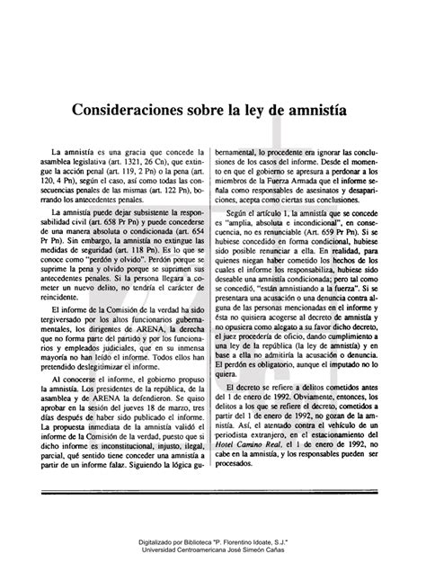 Pdf Consideraciones Sobre La Ley De Amnistía