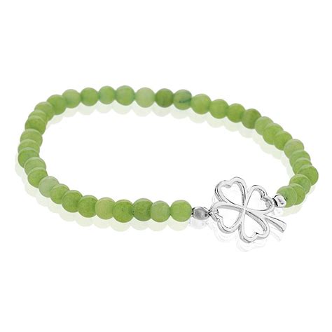 Chuvora 925 Sterling Silver 4 Leaf Clover Shamrock Lucky Green Beaded