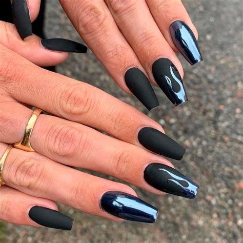 44 Matte Black Nails Designs That Will Make You Thrilled Black Nails Matte Black Nails Nail