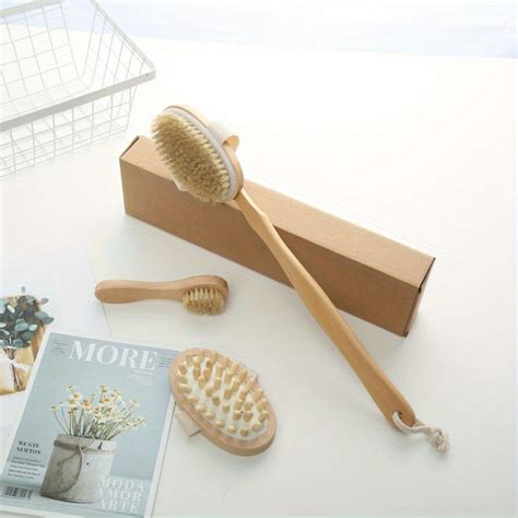 Shzhyuesongkj Luxurious 3 Piece Natural Bristle Body Brush Set For