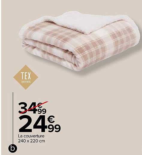 Promo La Couverture 240 X 220 Cm Tex Home Chez Carrefour ICatalogue Fr