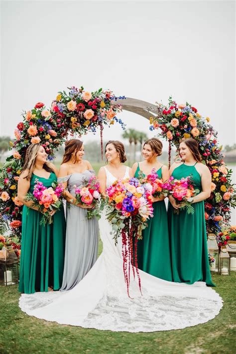 Green And Hot Pink For Green Wedding Themes 2023 Green Bridesmaid