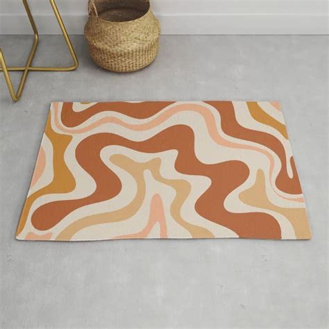 Liquid Swirl Abstract In Earth Tones Rug Abstract Pattern Retro Rugs