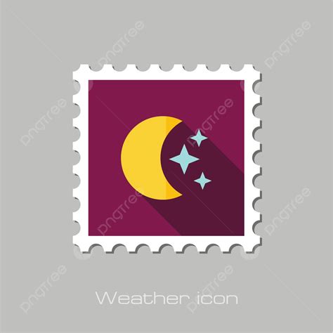 Moon And Stars Flat Stamp Meteorology Weather Star Symbol Goodnight