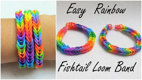 Easy Rainbow Fishtail Loom Band Tutorial YouTube