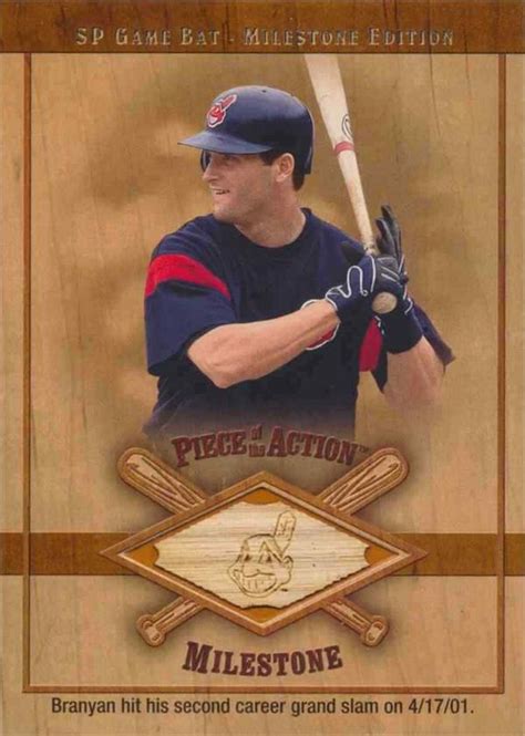 Russell Branyan Player Used Bat Patch Baseball Card Cleveland Indians