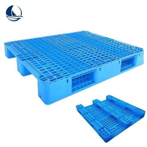 Flat Surface Blue Color Runners Plastic Pallet With Steel Reinforced