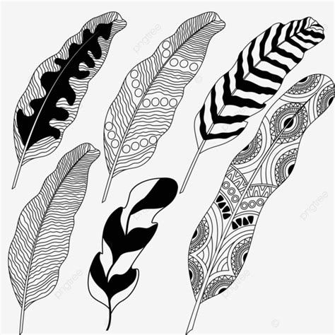 Set Of Ethnic Boho Style Feathers Abstract Native American Colouring