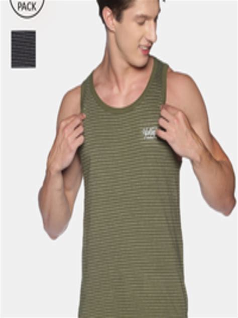 Buy Force Nxt Pack Of 2 Striped Premium Cotton Tank Vests Innerwear