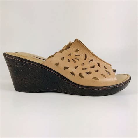 Born Born Wedge Sandals Womens 9M Tan Leather Comfort Shoes Adult | Grailed