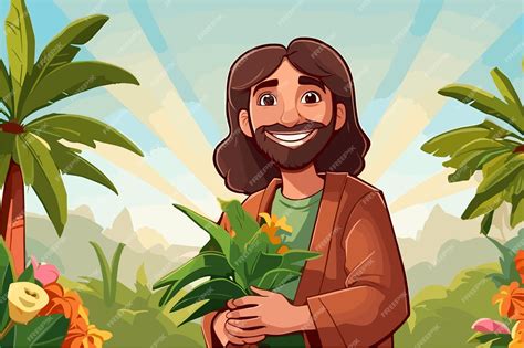 Premium Vector Palm Sunday Cartoon Illustration