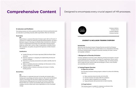 Diversity And Inclusion Training Overview Hr Template In Word Pdf
