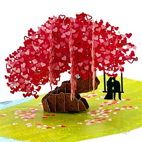 Romantic Heart Tree Pop Up Card Valentines Day Anniversary Wedding Eng