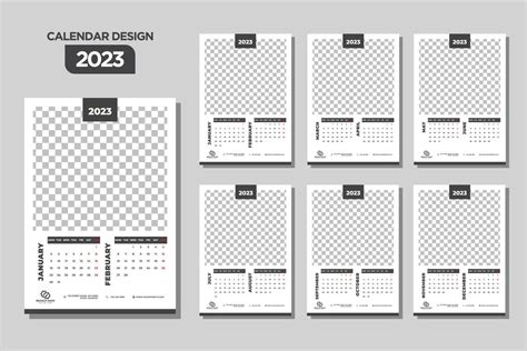 Parete Calendario 2023 Modello Grigio Design 12915518 Arte Vettoriale A