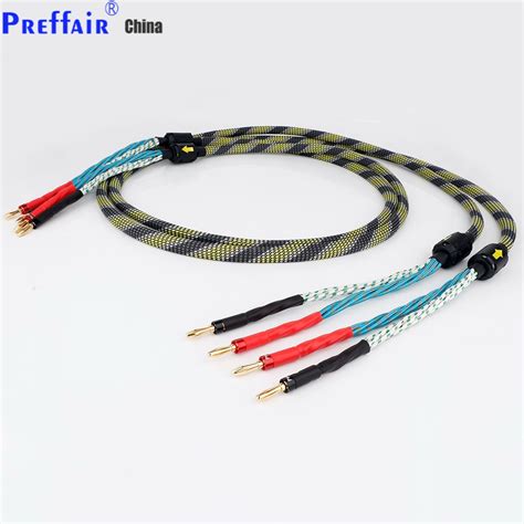 One Pair Oxygen Free Copper Audio Speaker Cable HI FI High End