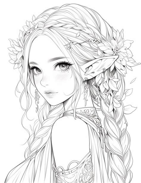 Fairy Beauties Coloring Page Sketches Manga Coloring Book Coloring