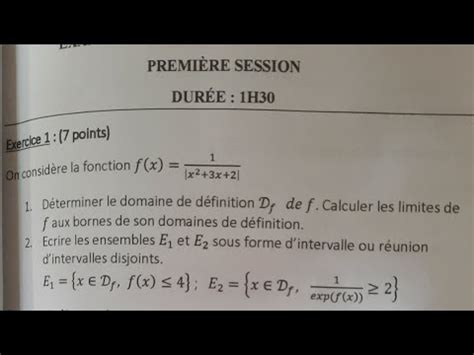 Maths Examen D Analyse D Une Variable R Elle Partie Avec Zamble