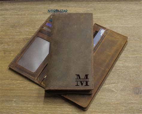 Mens Long Slim Leather Wallet - Personalized Mens Wallet