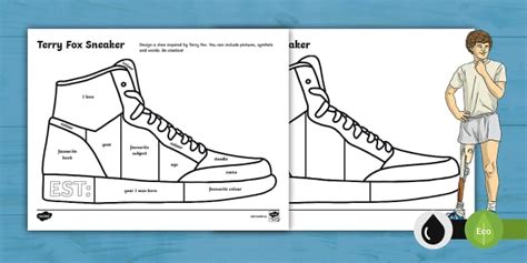 Terry Fox Shoes Art Activity Colouring Activity Twinkl