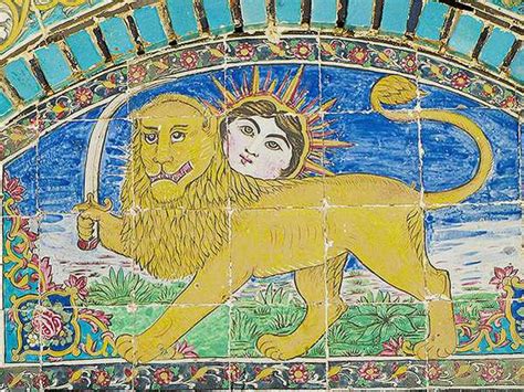 Iranian Lion With Sword And Sun Symbol Lion And Sun Design Motif