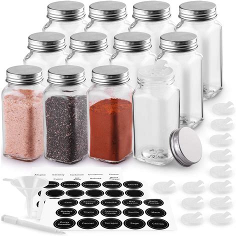 Buy Zulay Kitchen (12 Pack) Glass Spice Jars with Labels and Shaker ...