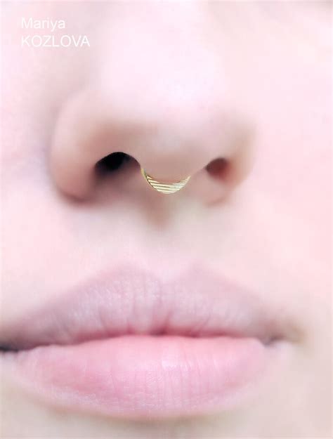 14k Gold Fill Tiny Fake Septum Ring 6mm Faux Septum Hoop Snug Etsy