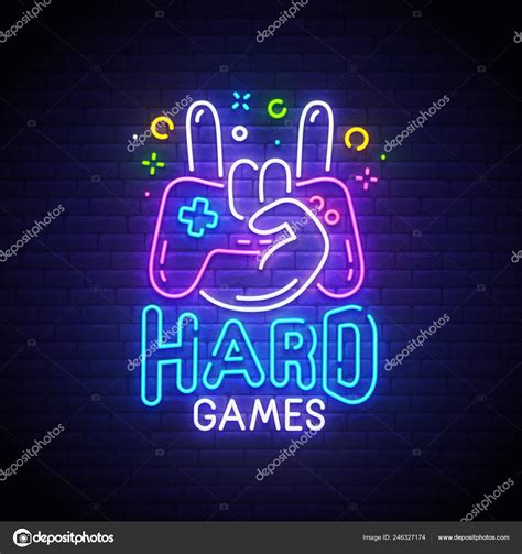 Hard Games Neon Sign Bright Signboard Light Banner Game Logo Neon