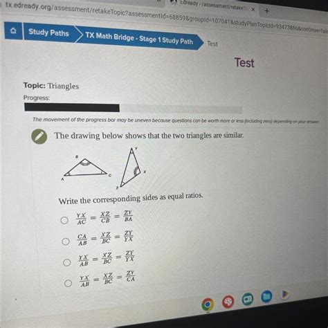 The Drawing Below Shows That The Two Triangles Are Similar A Write