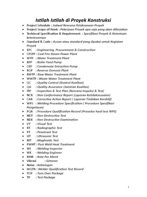 Istilah Istilah Dalam Proyek Kontruksi Pdf