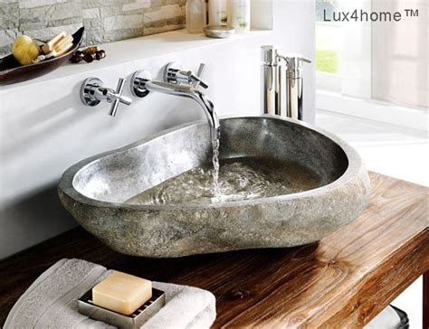 River Stone Sinks Natural Stone Wash Basin By Lux4home Media