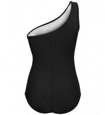 Women S One Shoulder Swimsuit Sexy One Piece Bikini Set Solid Swimwear Monokini S Xxl Black