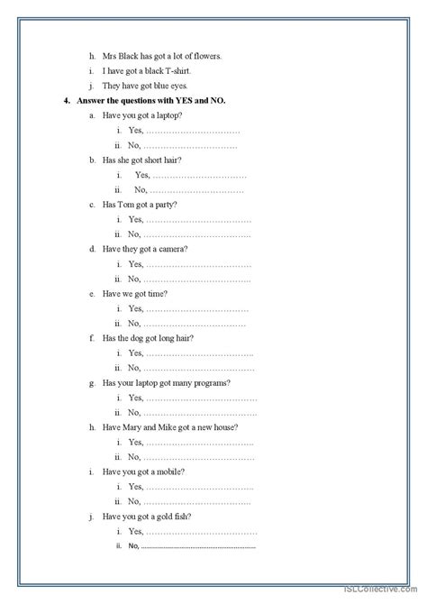 Has Got Have Got For Possession Ex English Esl Worksheets Pdf Doc