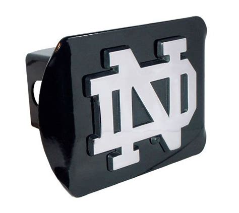 Elektroplate Chrome Notre Dame Metal Trailer Hitch Cover Black