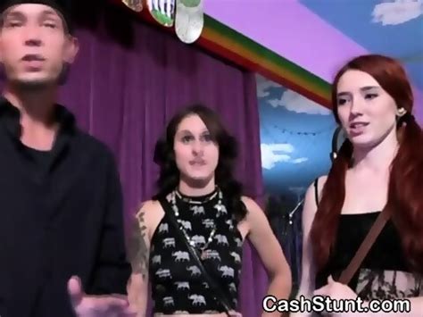 Pretty Amateur Girls Flashing Tits During Cash Stunt
