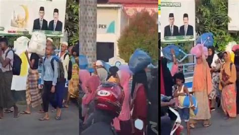 Viral Ratusan Etnis Rohingya Jalan Kaki Ke Kota Sigli Aceh Usai