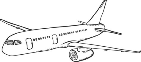 Airplane Sketch Hand Drawn Jet Plane Drawing Vector Image