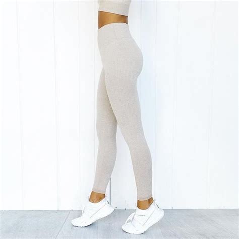 Seamless Rib Leggings Legrepublic Khaki Tops Gym Fits Purple Bottom Side Stripe Printed