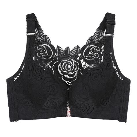 Women S Front Closure Thin Cup Bra Sexy Flower Lace Embroidery Back