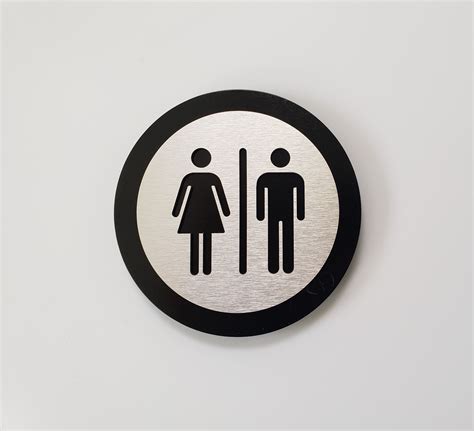 Wood And Metal Restroom Door Sign All Gender Bathroom Sign Male And Fimale Toilet Office Signs