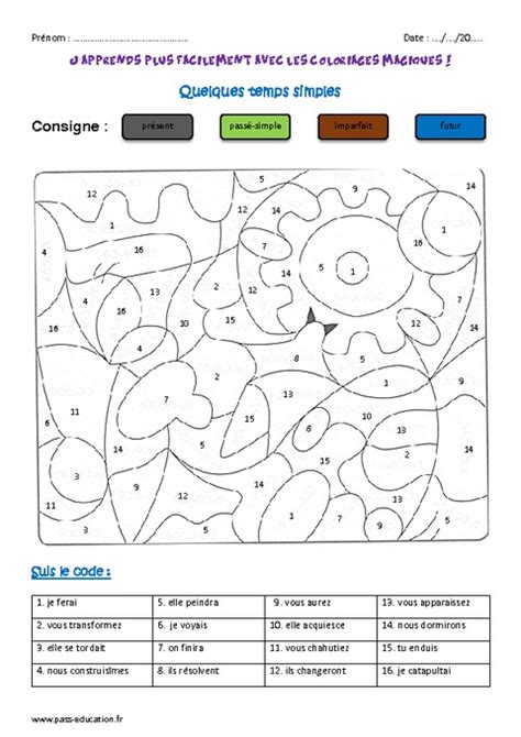 Temps Simples Cm1 Coloriage Magique Pass Education