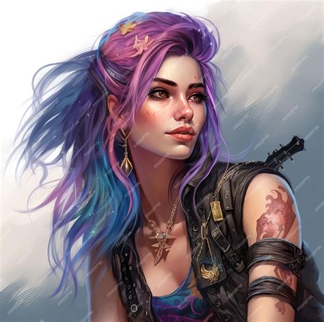 Premium Ai Image A Woman With Purple Hair And A Purple And Blue Hair