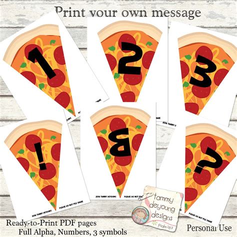 Pizza Party Banner Printable Pizza Alphabet Garland Print Etsy