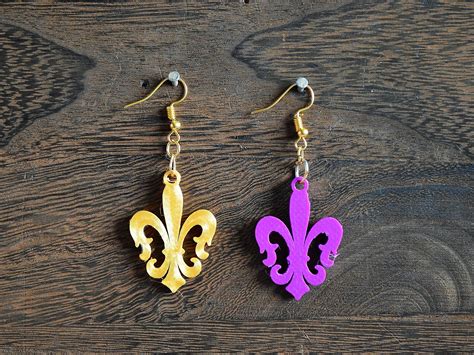 Fleur De Lis Earrings Fleur De Lis Necklace Mardi Gras Jewelry Set