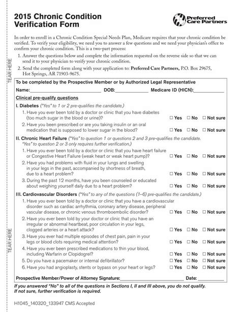 PDF 2015 Chronic Condition Verification Form Chronic Heart