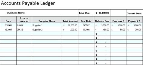 Purchase Ledger Template Williamson