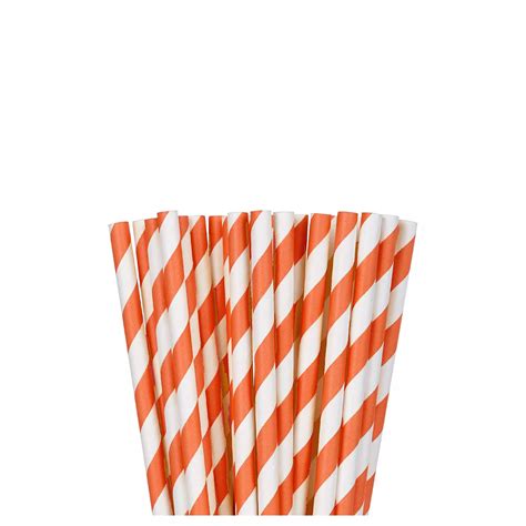 Orange Striped Paper Straws 24ct Party City